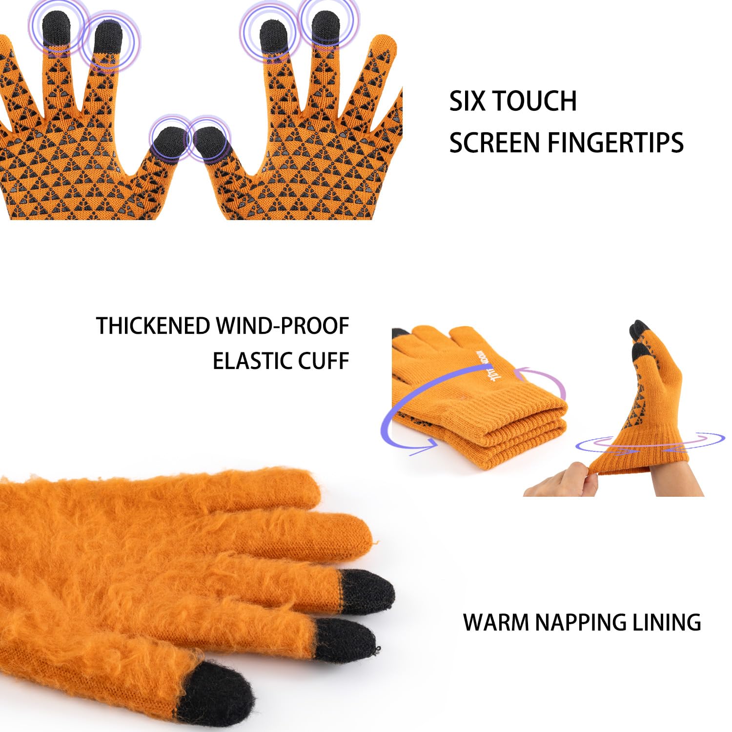 TRENDOUX Winter Gloves for Men Women - Upgraded Touch Screen Cold Weather Thermal Warm Knit Glove for Running Driving Hiking