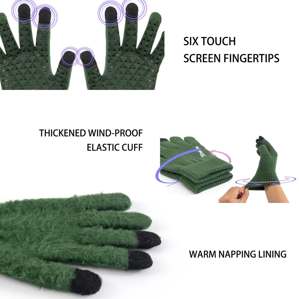 TRENDOUX Winter Gloves for Men Women - Upgraded Touch Screen Cold Weather Thermal Warm Knit Glove for Running Driving Hiking