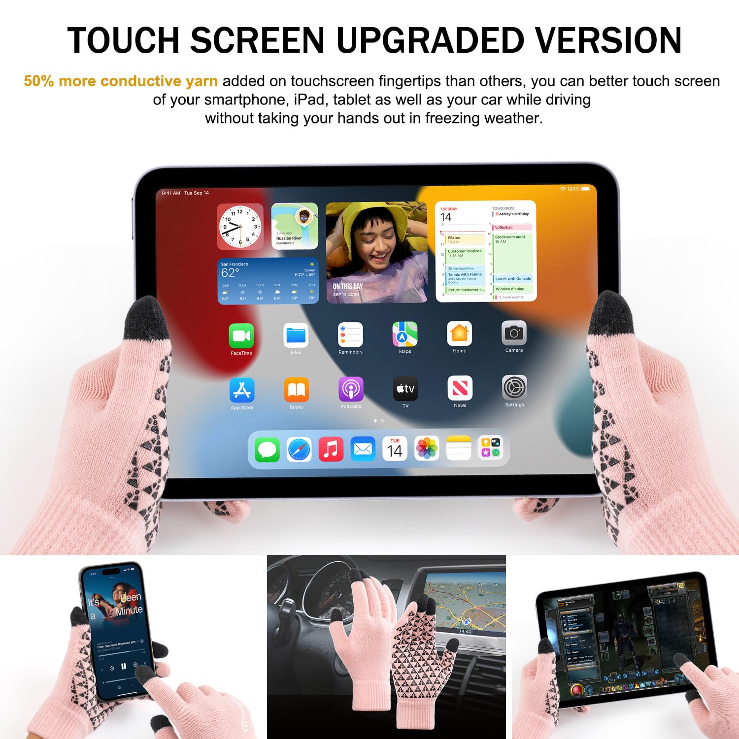 TRENDOUX Winter Gloves for Men Women - Upgraded Touch Screen Cold Weather Thermal Warm Knit Glove for Running Driving Hiking