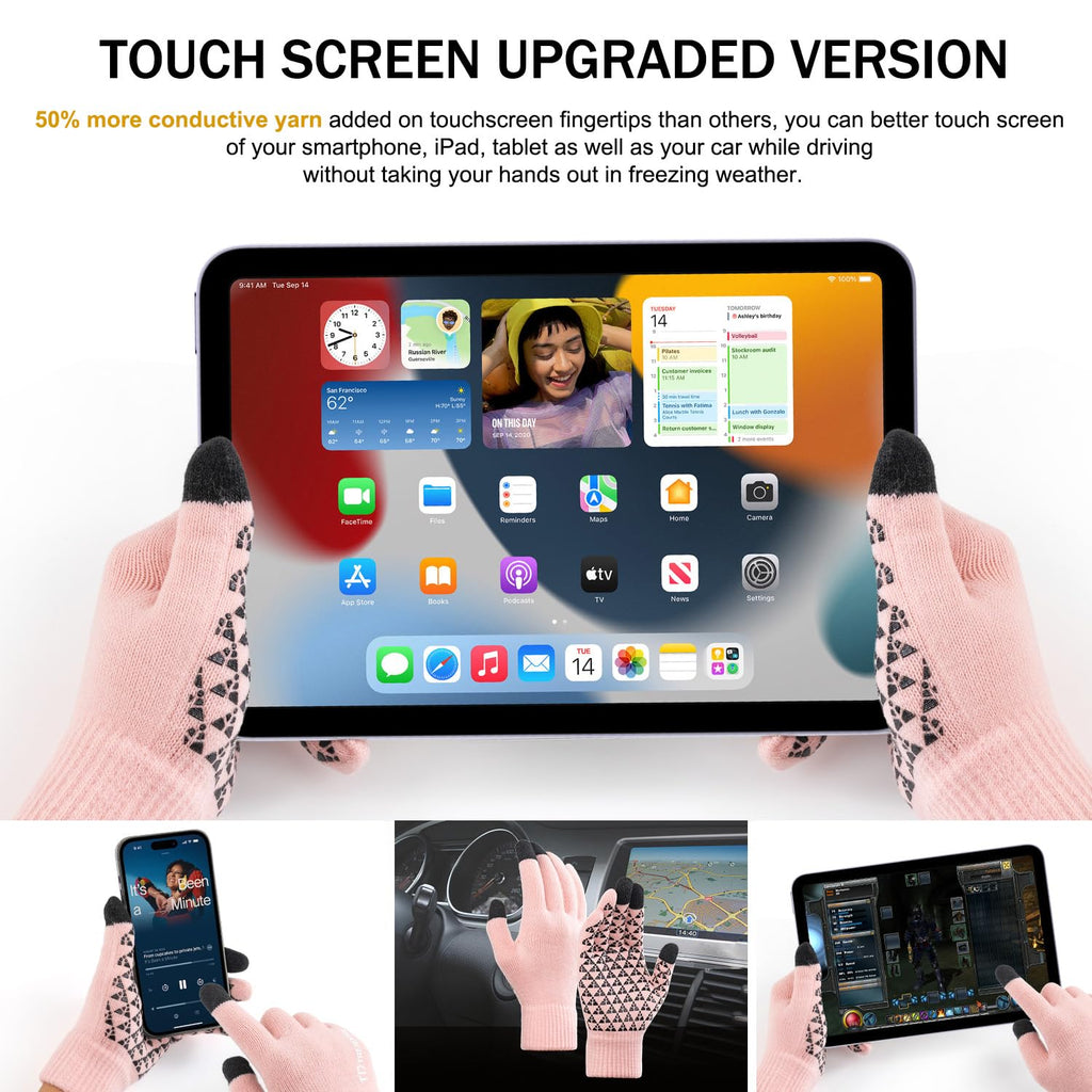 TRENDOUX Winter Gloves for Men Women - Upgraded Touch Screen Cold Weather Thermal Warm Knit Glove for Running Driving Hiking