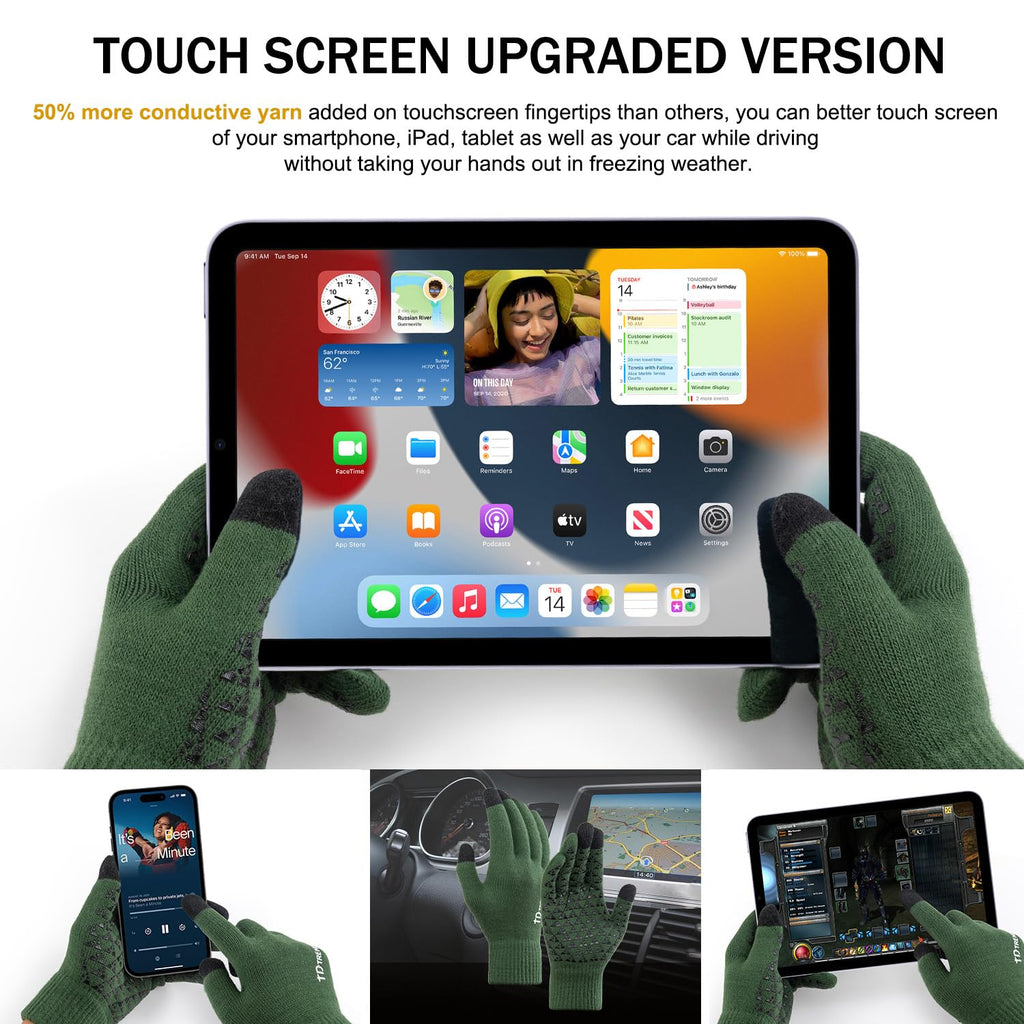 TRENDOUX Winter Gloves for Men Women - Upgraded Touch Screen Cold Weather Thermal Warm Knit Glove for Running Driving Hiking