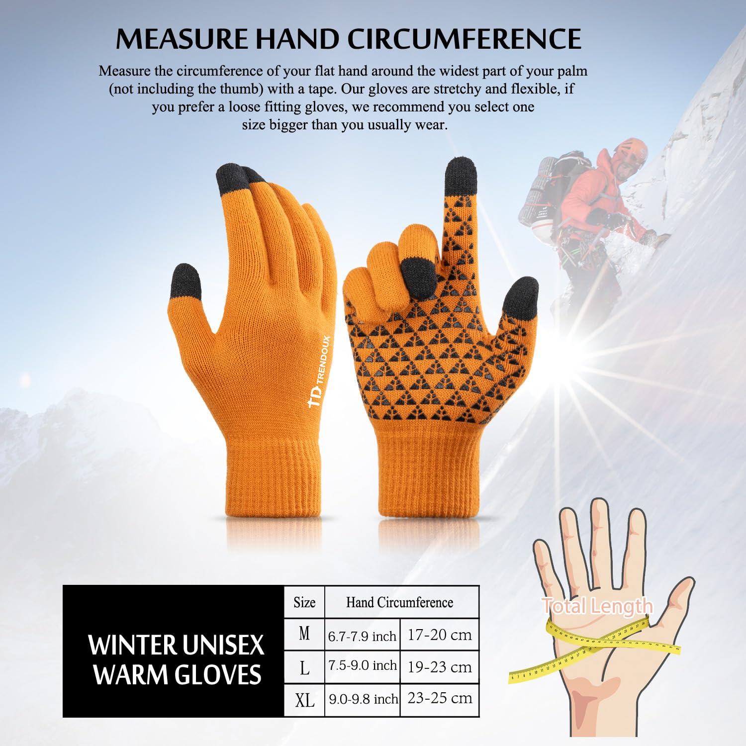 TRENDOUX Winter Gloves for Men Women - Upgraded Touch Screen Cold Weather Thermal Warm Knit Glove for Running Driving Hiking