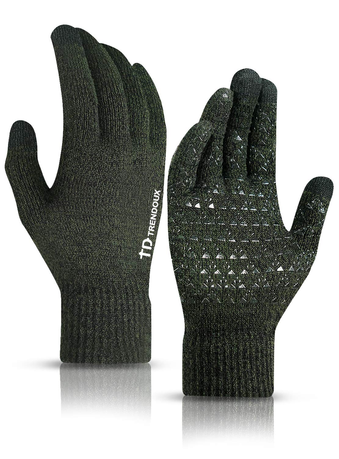 TRENDOUX Winter Gloves for Men Women - Upgraded Touch Screen Cold Weather Thermal Warm Knit Glove for Running Driving Hiking
