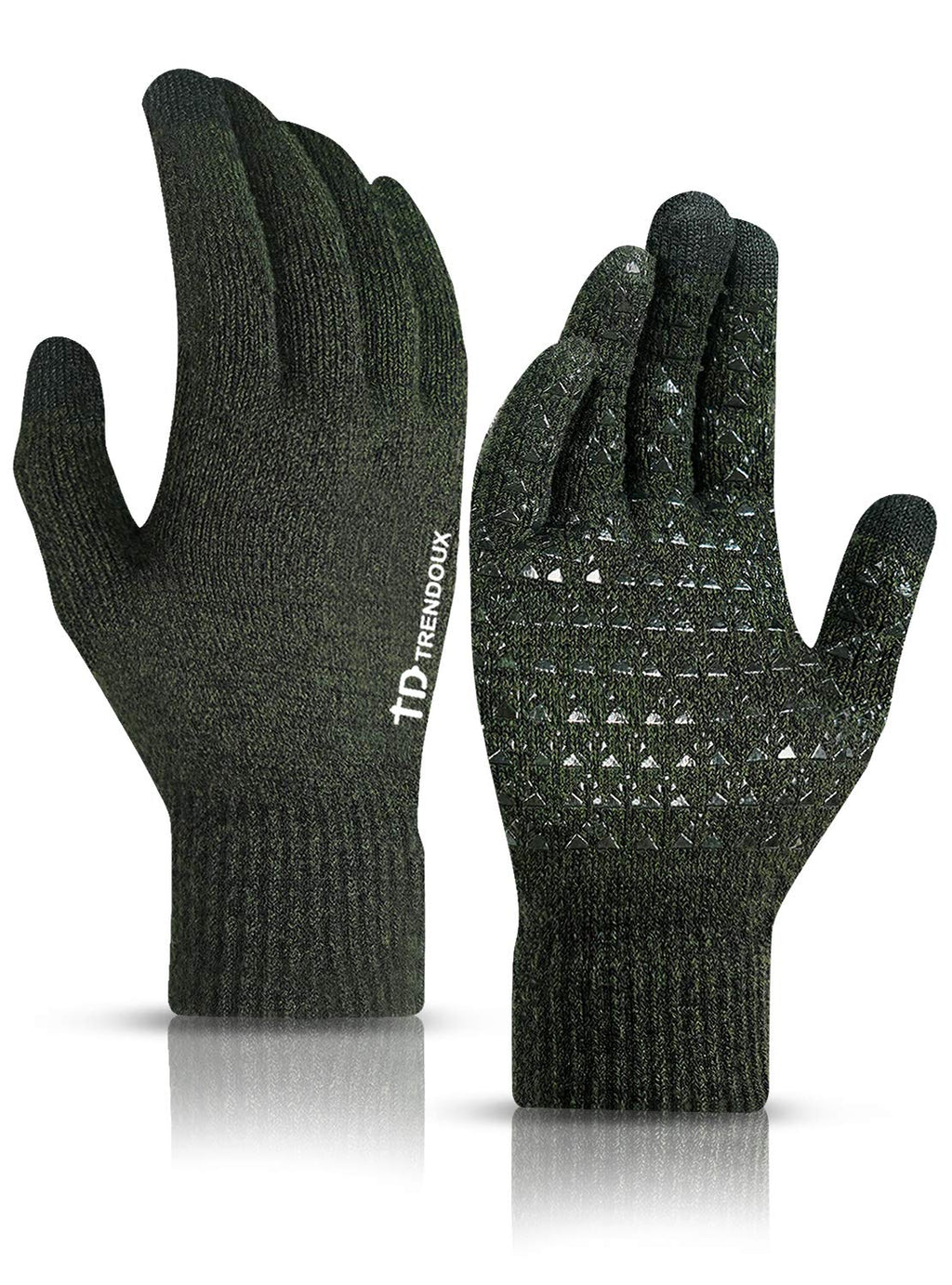 TRENDOUX Winter Gloves for Men Women - Upgraded Touch Screen Cold Weather Thermal Warm Knit Glove for Running Driving Hiking