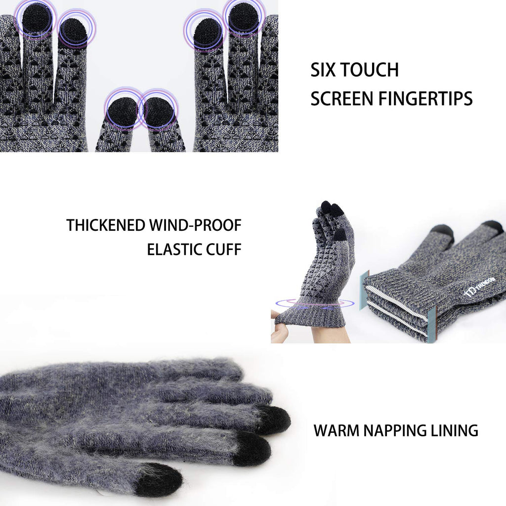 TRENDOUX Winter Gloves for Men Women - Upgraded Touch Screen Cold Weather Thermal Warm Knit Glove for Running Driving Hiking