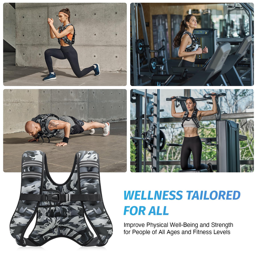 ZELUS Weighted Vest, 6lb/8lb/12lb/16lb/20lb/25lb/30lb Weight Vest with Reflective Stripe for Workout, Strength Training, Running, Fitness, Muscle Building, Weight Loss, Weightlifting