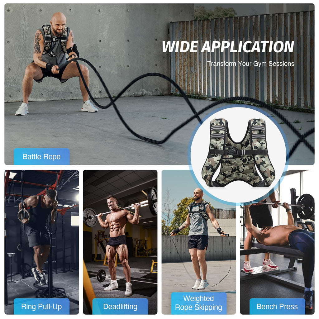 ZELUS Weighted Vest, 6lb/8lb/12lb/16lb/20lb/25lb/30lb Weight Vest with Reflective Stripe for Workout, Strength Training, Running, Fitness, Muscle Building, Weight Loss, Weightlifting