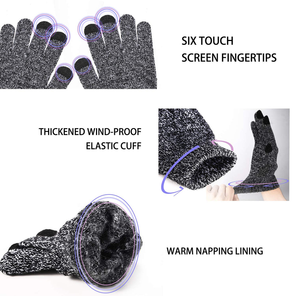 TRENDOUX Winter Gloves for Men Women - Upgraded Touch Screen Cold Weather Thermal Warm Knit Glove for Running Driving Hiking