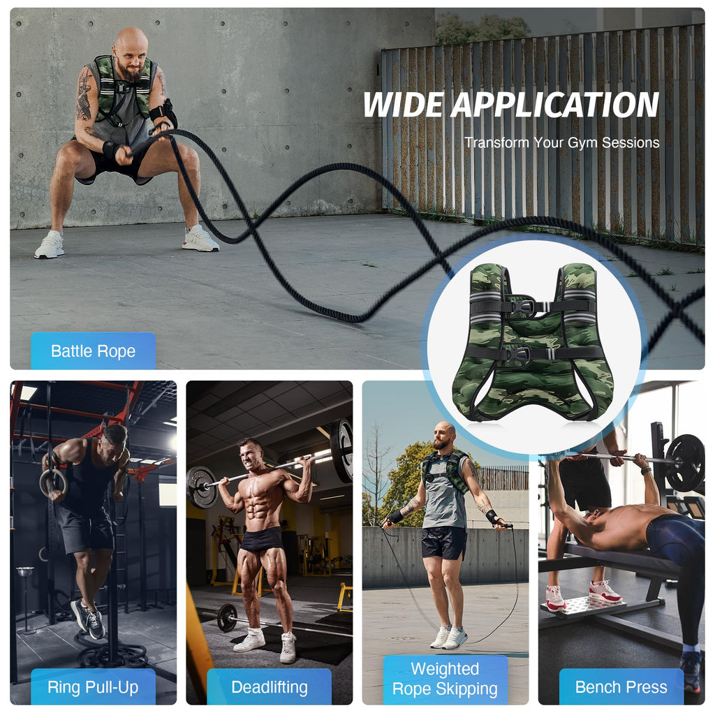 ZELUS Weighted Vest, 6lb/8lb/12lb/16lb/20lb/25lb/30lb Weight Vest with Reflective Stripe for Workout, Strength Training, Running, Fitness, Muscle Building, Weight Loss, Weightlifting